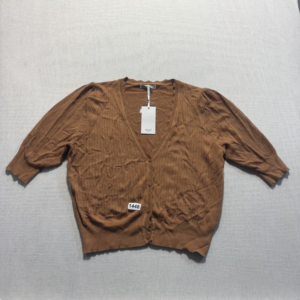 Grace Karin Crochet Cardigan Sweater‎ Women Sz XL Brown Brand New